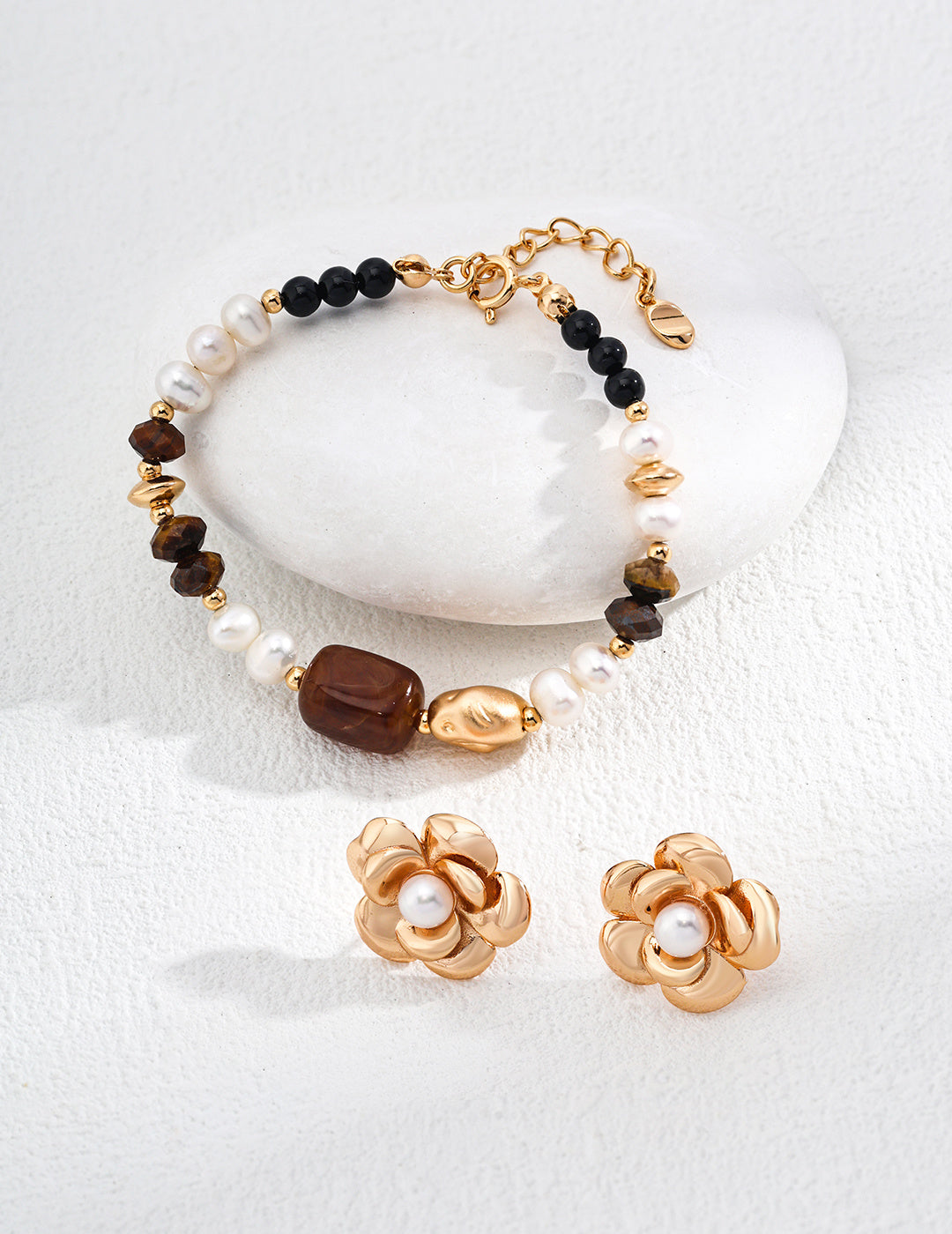 Sterling silver resin agate pearl bracelet – Cosmoshalo